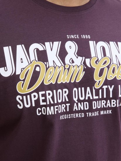 Jack & Jones Logo 2COL T-shirt Purple - T-shirts - T-shirts i store størrelser - 2XL-14XL