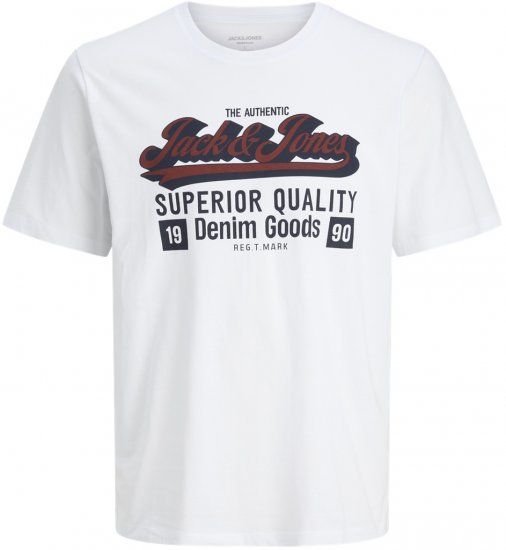 Jack & Jones Logo 2COL T-Shirt White - T-shirts - T-shirts i store størrelser - 2XL-14XL