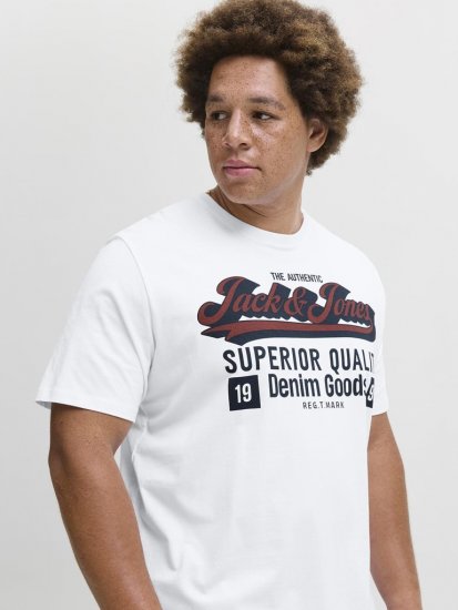 Jack & Jones Logo 2COL T-Shirt White - T-shirts - T-shirts i store størrelser - 2XL-14XL