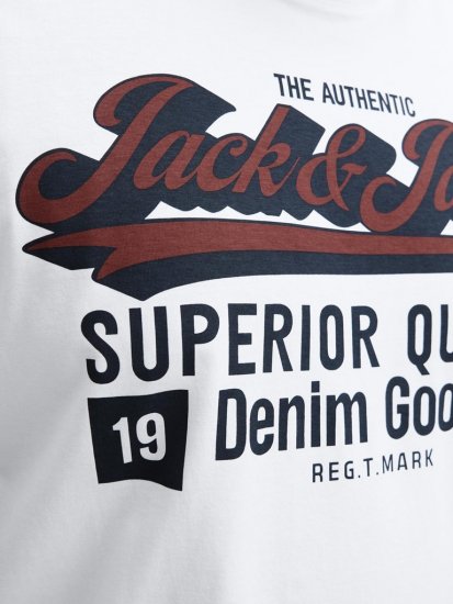 Jack & Jones Logo 2COL T-Shirt White - T-shirts - T-shirts i store størrelser - 2XL-14XL