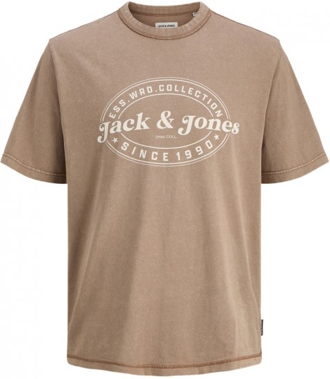 Jack & Jones Dover T-shirt Short Sleeve Brown - T-shirts - T-shirts i store størrelser - 2XL-14XL