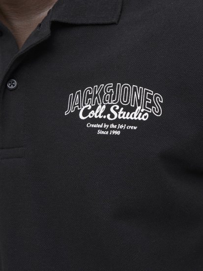 Jack & Jones Makoto Polo Short Sleeve Black - Polotrøjer - Polotrøjer 2XL-8XL