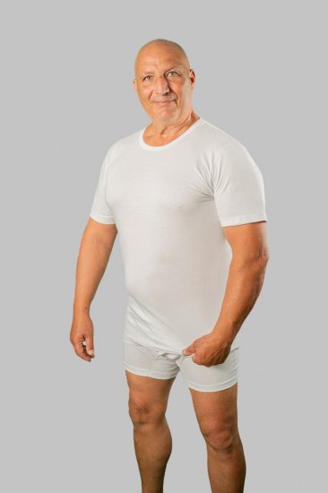 20 Nodi Short Sleeve Crew Neck in Combed Cotton Jersey White - Undertøj og badetøj - Badetøj og Undertøj i store størrelser 