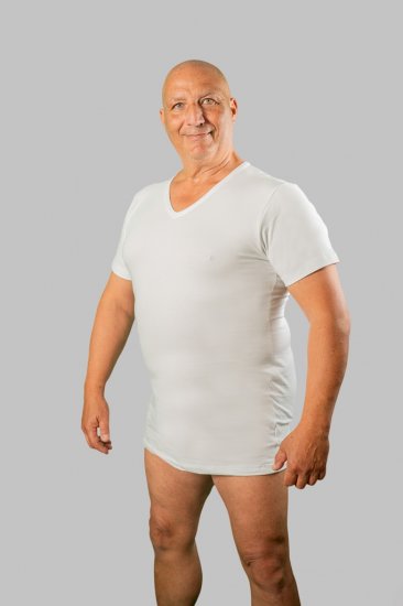 20 Nodi Short Sleeve V-Neck in Stretch Cotton White - Undertøj og badetøj - Badetøj og Undertøj i store størrelser 