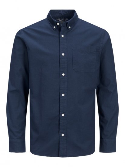 Jack & Jones Brook Oxford Shirt Long Sleeve Navy - Skjorter - Skjorter til store mænd 2XL- 8XL