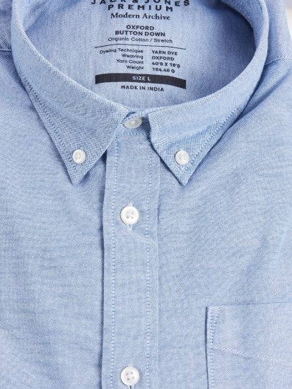 Jack & Jones Brook Oxford Shirt Long Sleeve Blue - Skjorter - Skjorter til store mænd 2XL- 8XL