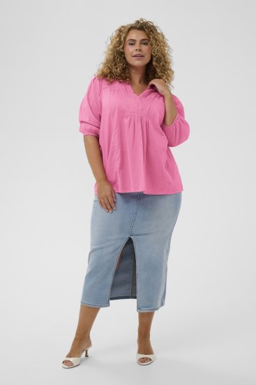 Kaffe Curve Karlia 3/4 Sleeve Blouse Pink - Bluser & tunikaer - 