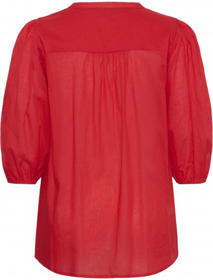 Kaffe Curve Karlia 3/4 Sleeve Blouse Red - Bluser - 