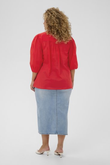 Kaffe Curve Karlia 3/4 Sleeve Blouse Red - Bluser - 