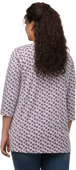 Ulla Popken Polka Dot 3/4 Sleeve Square Neck A-Line Tee Light Blue-Grey - Trykte T-shirts til kvinder - Printede T-shirts til Damer