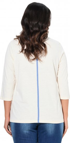 Ulla Popken Photo Graphic 3/4 Sleeve Tee Pearl White - Trykte T-shirts til kvinder - 