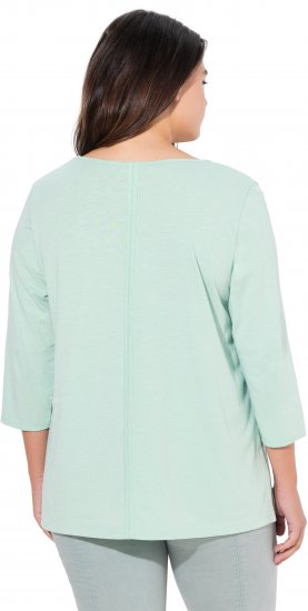 Ulla Popken Metallic Lettering 3/4 Sleeve Tee Mint Green - Trykte T-shirts til kvinder - 
