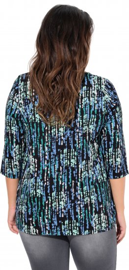 Ulla Popken Graphic Print Square Neck Tee Black - Trykte T-shirts til kvinder - Printede T-shirts til Damer
