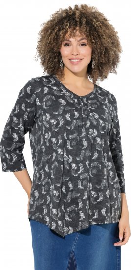 Ulla Popken Asymmetric Cowboy Boot Print Tee Black - Trykte T-shirts til kvinder - 