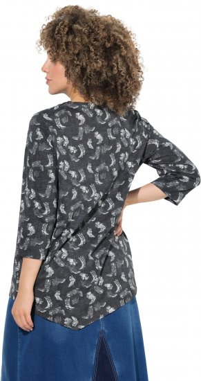 Ulla Popken Asymmetric Cowboy Boot Print Tee Black - Trykte T-shirts til kvinder - 