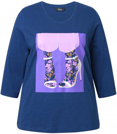 Ulla Popken Fashion Graphic T-Shirt Dark Blue - Trykte T-shirts til kvinder - 