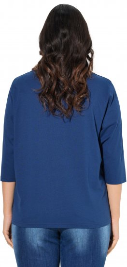 Ulla Popken Inspirational Graphic Lettering 3/4 Sleeve Tee Dark Blue - Trykte T-shirts til kvinder - 