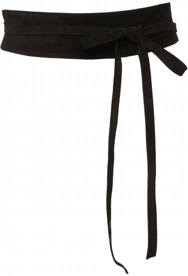 Ulla Popken Leather Tie Belt Black - Damebælter i store størrelser - 