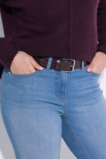 Ulla Popken Snake Embossed Belt Burgundy - Damebælter i store størrelser - Bælter i str. 95-155 cm