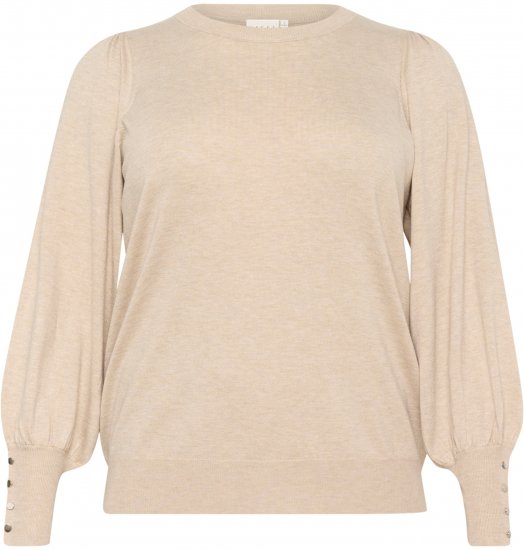 Kaffe Curve Lizzy Langærmet striktrøje Beige - Pullovere & strik - 