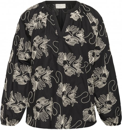 Kaffe Curve Kimmie Blouse Black Chalk Embroidery - Bluser - 