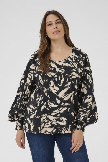 Kaffe Curve Olla Langærmet bluse Sort - Bluser & tunikaer - 
