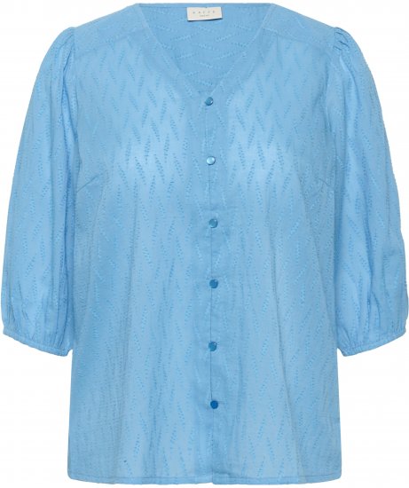 Kaffe Curve Gabby Blouse Azure Blue - Bluser - Bluser i plus size til hverdag