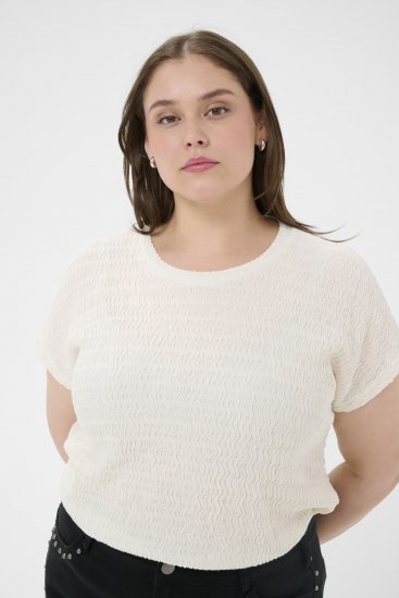 Kaffe Curve Felice Blouse Chalk - Bluser - Bluser i plus size til hverdag