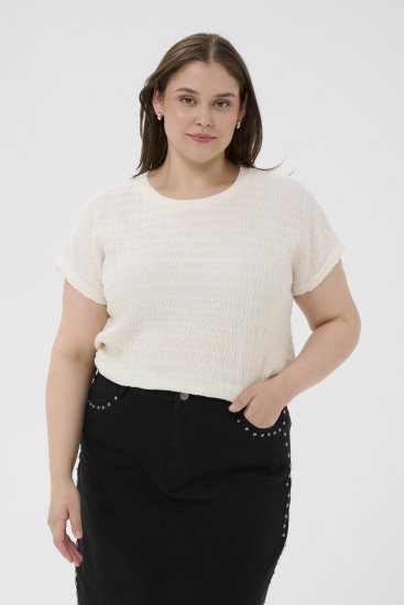 Kaffe Curve Felice Blouse Chalk - Bluser - Bluser i plus size til hverdag