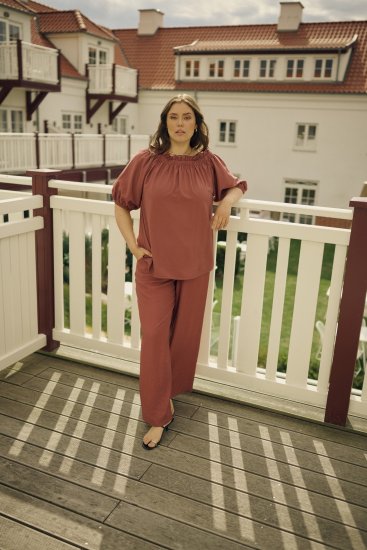 Kaffe Curve Neela Off-Shoulder Blouse Henna Brown - Bluser & tunikaer - 