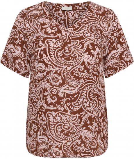 Kaffe Curve Ami Short Sleeve Blouse Printed Henna Brown - Bluser & tunikaer - 