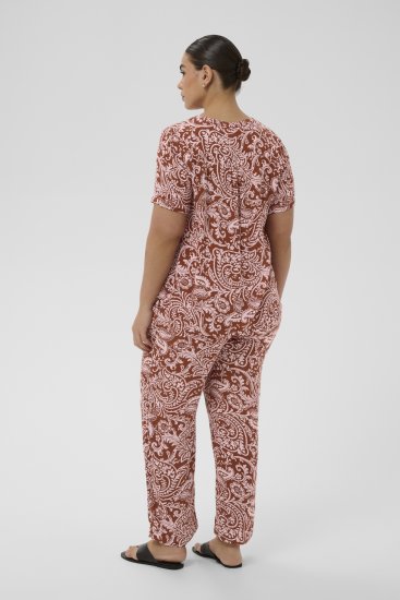 Kaffe Curve Ami Short Sleeve Blouse Printed Henna Brown - Bluser & tunikaer - 