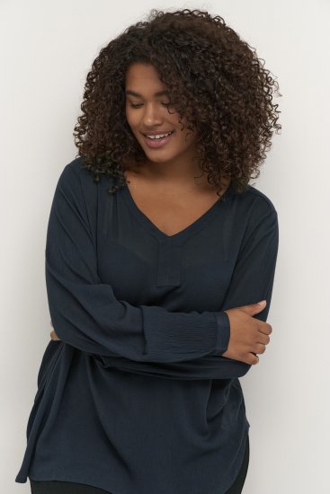 Kaffe Curve Ami Langærmet Bluse Mørk Marineblå - T-shirts - 