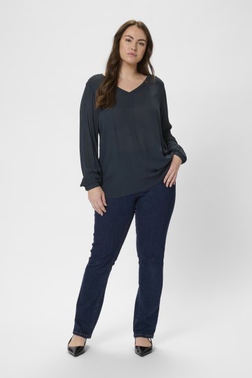 Kaffe Curve Ami Langærmet Bluse Mørk Marineblå - T-shirts - 
