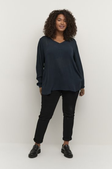 Kaffe Curve Ami Langærmet Bluse Mørk Marineblå - T-shirts - 