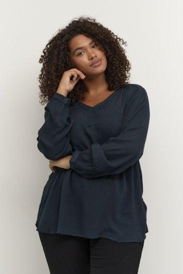 Kaffe Curve Ami Langærmet Bluse Mørk Marineblå - T-shirts - 