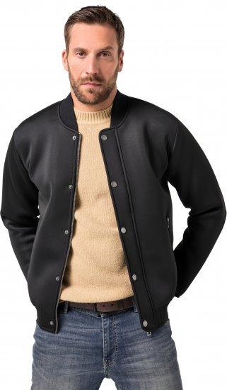 JP1880 College Jacket Scuba Fabric with Zipper Black - Jakker - Jakker i store størrelser, 2XL- 12XL
