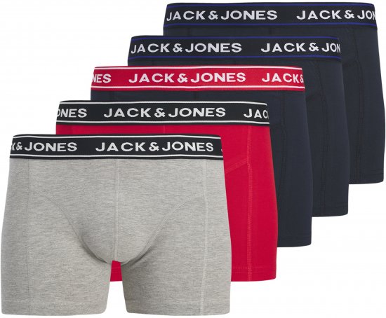 Jack & Jones Hector Solid Trunks 5-Pack Grey - Boxershorts - Boxershorts til Store Mænd