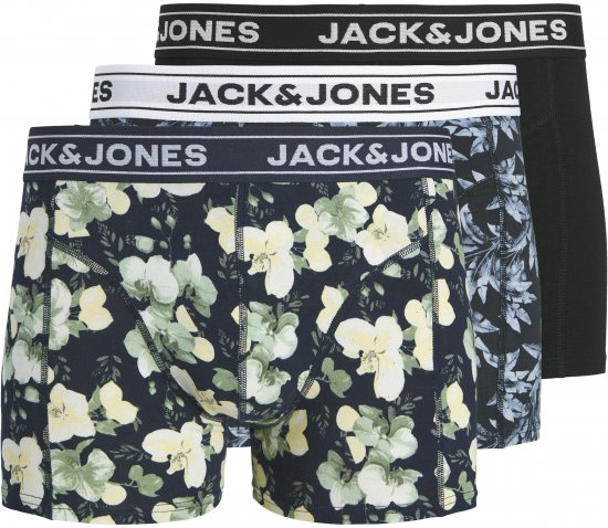 Jack & Jones Acray Flower Boxers 3-Pack Black/Navy - Undertøj og badetøj - Badetøj og Undertøj i store størrelser 
