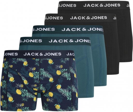 Jack & Jones Jake Lemon 5-Pack Trunks Black/Blue - Boxershorts - Boxershorts til Store Mænd