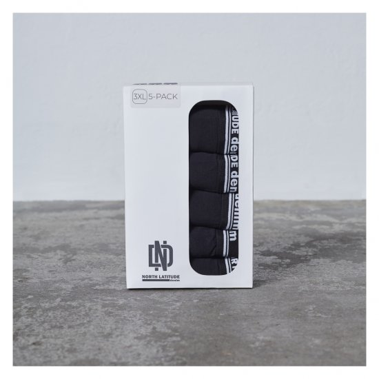 North Latitude 5-Pack Boxershorts Black - Boxershorts - Boxershorts til Store Mænd