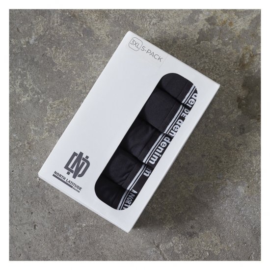 North Latitude 5-Pack Boxershorts Black - Boxershorts - Boxershorts til Store Mænd