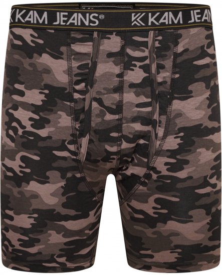 Kam Jeans 813 Camo Print Boxers Charcoal Khaki - Boxershorts - Boxershorts til Store Mænd