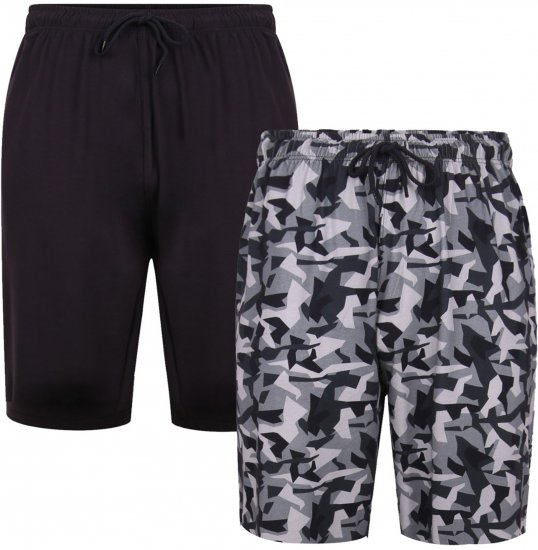 Kam Jeans Twin Pack Shorts Camo/Plain Black - Joggingbukser og shorts - Sweatpants og Sweatshorts 2XL-12XL