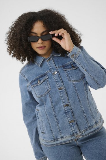 Kaffe Curve Vilana Denim Jacket Washed Blue - Jeansjakker - 