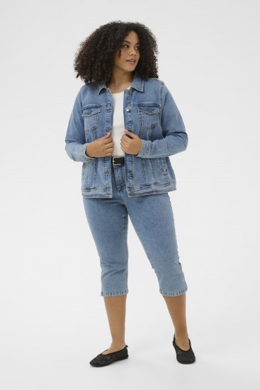 Kaffe Curve Vilana Denim Jacket Washed Blue - Jeansjakker - 