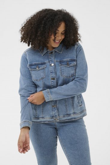 Kaffe Curve Vilana Denim Jacket Washed Blue - Jeansjakker - 