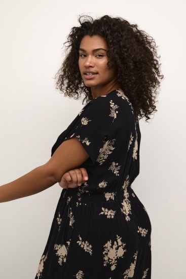 Kaffe Curve Jenna Kjole Sort / Brunblomstret Mønster - Kjoler - 