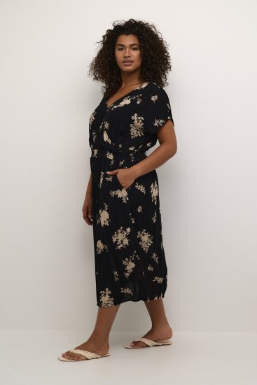 Kaffe Curve Jenna Kjole Sort / Brunblomstret Mønster - Kjoler - 