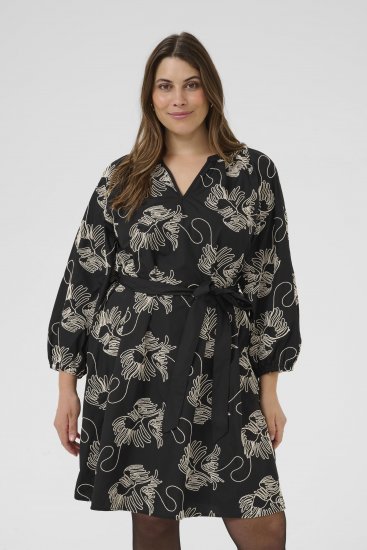 Kaffe Curve Kimmie Dress Black Chalk Embroidery - Midikjoler - 